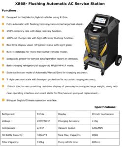 Nouvelle machine de récupération et de remplissage de réfrigérant AC entièrement automatique écran tactile 7 pouces X868 R134a <span class=keywords><strong>pour</strong></span> le nouveau système de <span class=keywords><strong>voiture</strong></span> à énergie et à huile - Product Image 3