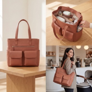 <span class=keywords><strong>Bolsa</strong></span> de Lactancia de Cuero PU de Fabricante OEM, <span class=keywords><strong>Bolsa</strong></span> de Pañales de Cuero Vegano para <span class=keywords><strong>Hospital</strong></span> <span class=keywords><strong>y</strong></span> Maternidad con Organizador de Almacenamiento - Product Image 5