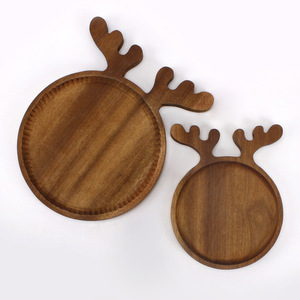 Christmas Reindeer Wooden <b>Plates</b> Animal Shape Dessert Breakfast Trays Party Home Use - Product Image 4