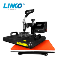 Presse à chaud LINKO 5 en 1 pour T-shirts/tasses/casquettes, machine de transfert thermique pneumatique automatique à station unique avec alimentation latérale pour sublimation