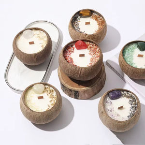 เทียนหอมกลิ่นธรรมชาติทำมือจากกะลามะพร้าวแท้ ประดับด้วยดอกไม้แห้งและคริสตัล ขายส่ง - Product Image 2