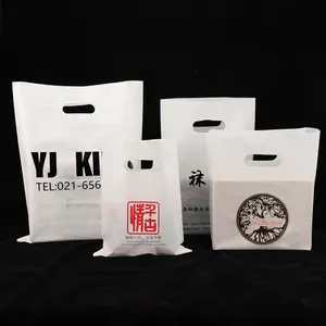 Reusable logo design printed manufacturer craft ldpe wholesale plastic shopping custom merchandise die cut handle bag