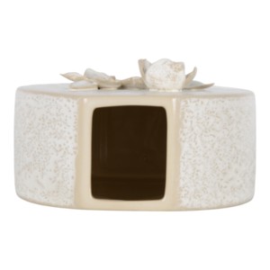 Vaso in ceramica con decorazioni floreali in rilievo, elemento decorativo da tavolo per soggiorno e arredamento casa - Product Image 6