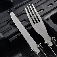 Ensemble de couverts de camping en acier inoxydable pliable, cuillère, couteau, fourchette, pour barbecue, steak