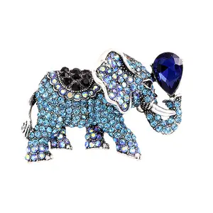 Crystal Auspiciousness Good Fortune Rising Fortune Elephant Alloy Water Diamond Elephant Animal Gold Brooch