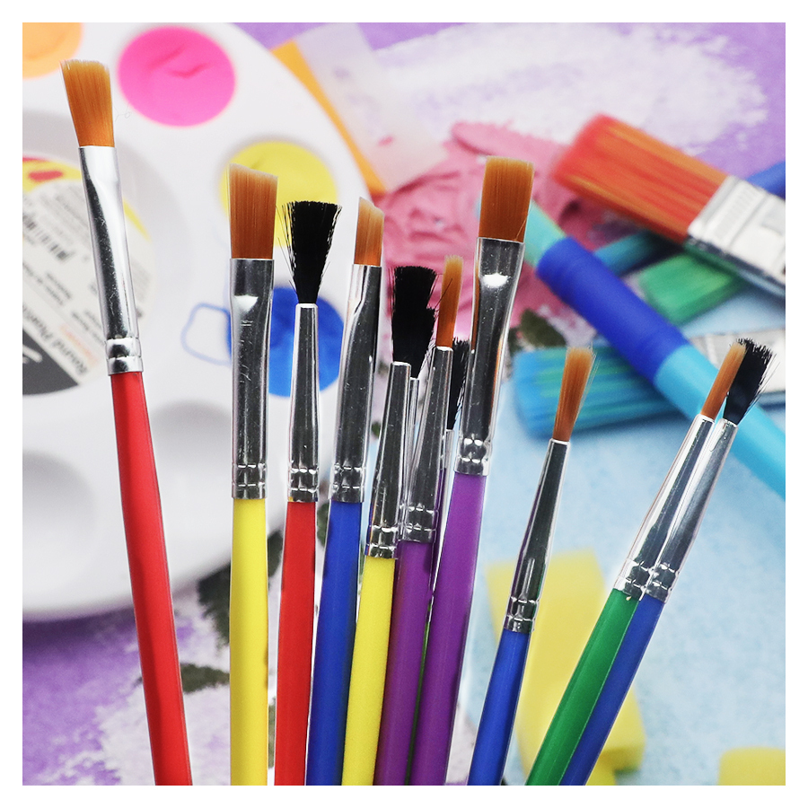Lot De 5 Pinceaux à Pointe Filbert – Nylon + Bois, Tailles 2# à 12#, Pour Acrylique, Huile, Aquarelle, Gouache, Corps, Ongles