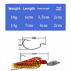 Señuelo de Silicona Impresa con Diseño de Falda de Chatterbait, 70mm 14g, Spinnerbait con Aspas para Acción en Aguas Medias, Pesca en Agua Salada y Dulce con Anzuelos - Product Image 3