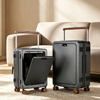 Ensemble de bagages d'affaires haut de gamme personnalisé avec logo OEM, 2 pièces, compartiment pour ordinateur à ouverture frontale, valise de cabine haut de gamme, cadeau