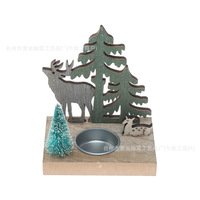 Présentoir de Noël moderne et minimaliste en buis pour bougies, avec décorations de Père Noël, de rennes et de chalet, pour arrangement de bureau