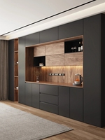Aparador, Mueble Moderno con Acabado Brillante y Luces LED, Vitrina para Sala de Estar o Comedor