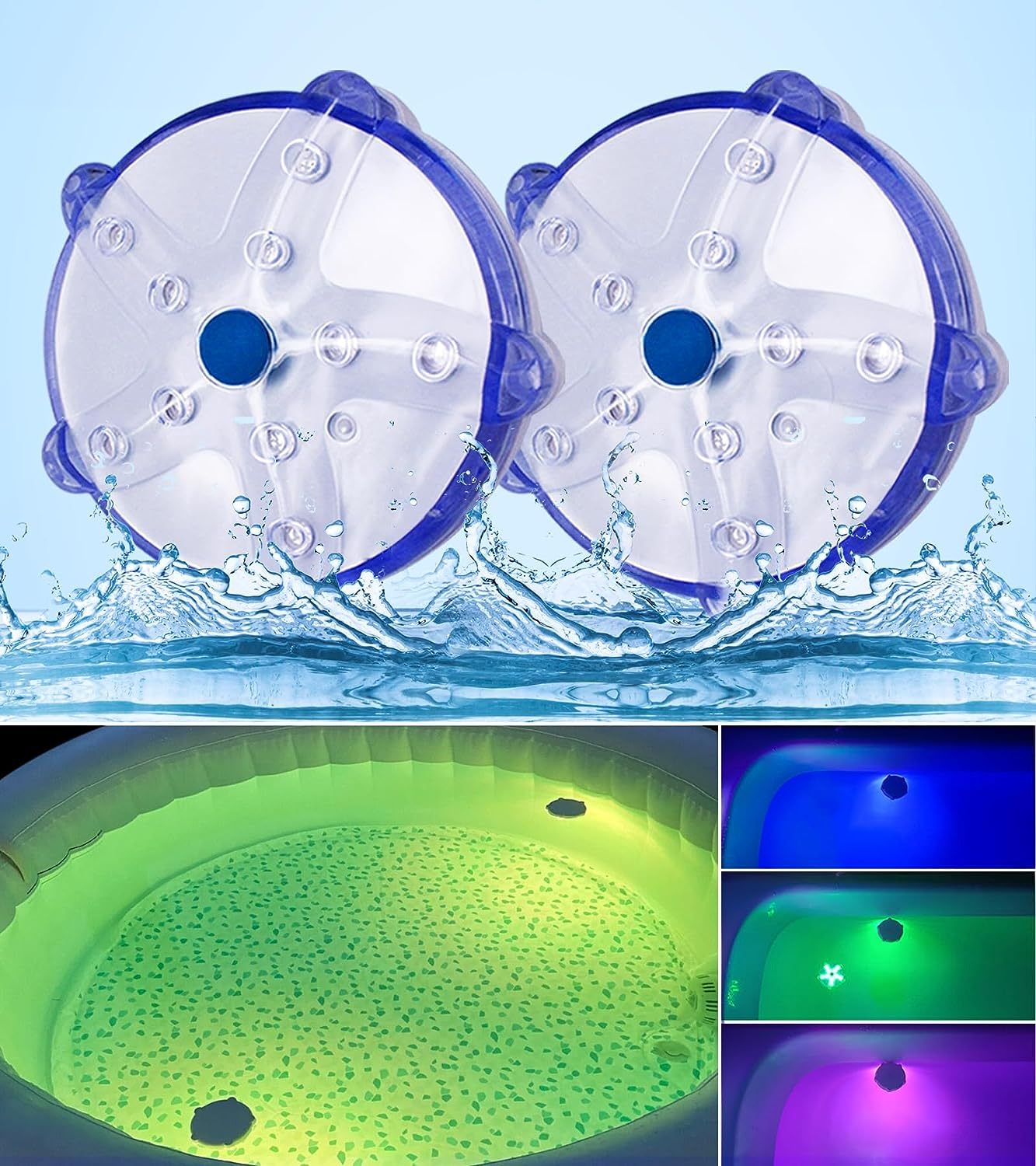 IP68 Submersible Underwater RGB Color LED Floating Pool Lights for Inground Pools Waterproof