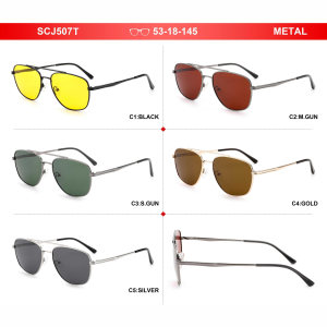 Sunray Amber Brown Red Gradient HD Anti Glare Round Gold Metal Lightweight Unisex TAC UV400 Polarized <b>Sunglasses</b> for Men - Product Image 2