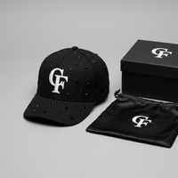 Casquette de baseball 5 panneaux personnalisée avec logo brodé 3D et strass, style bling de luxe, snapback hip-hop, vente en gros usine BSCI