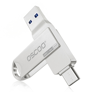 ใหม่ oscoo 2-in-1แฟลชไดรว์3.1ชนิด <span class=keywords><strong>USB</strong></span> โลโก้สีเงินแบบ2-in-C 32GB/64GB/128GB/256GB พร้อมการรับประกัน3ปี - Product Image 2