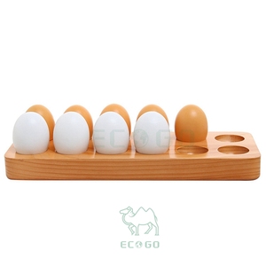 Soporte de madera para huevos, bandeja de almacenamiento de huevos de bambú con capacidad para 12 huevos, organizador de encimera de madera maciza para Cocina - Product Image 3