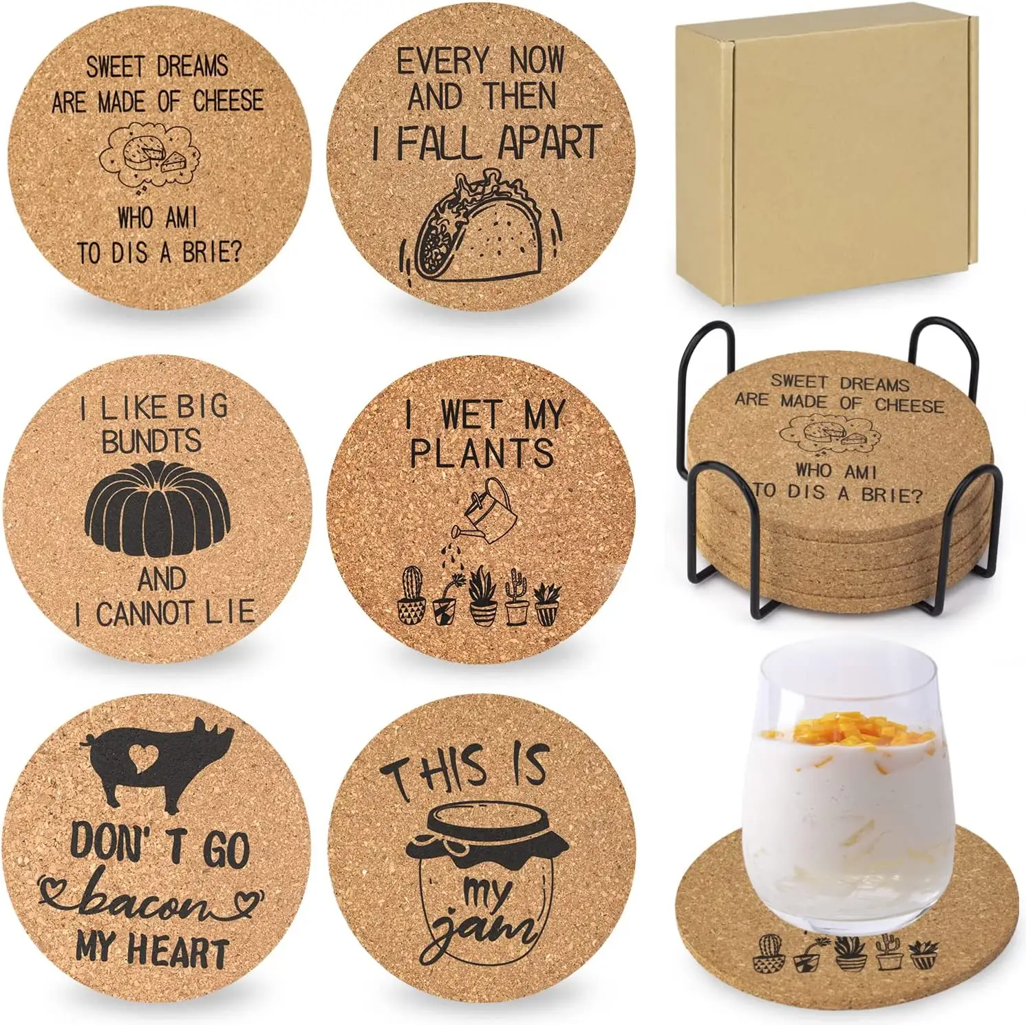 Wholesale Nature Color Blank Customized Drink Cork Placemats and Cork Coaster Natural 4 Inches Dining Table Coffee Cup Mats Cork