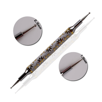 WELLFLYER DOTO-017 Outils professionnels de nail art, stylets à billes (or/argent) avec manche en plastique pour la peinture sur roche, la poterie et l'argile