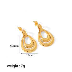 ต่างหูสแตนเลสรูปหยดน้ำ ชุบทอง 18k ชุดเครื่องประดับสำหรับงานปาร์ตี้ของผู้หญิง เครื่องประดับแฟชั่น - Product Image 3