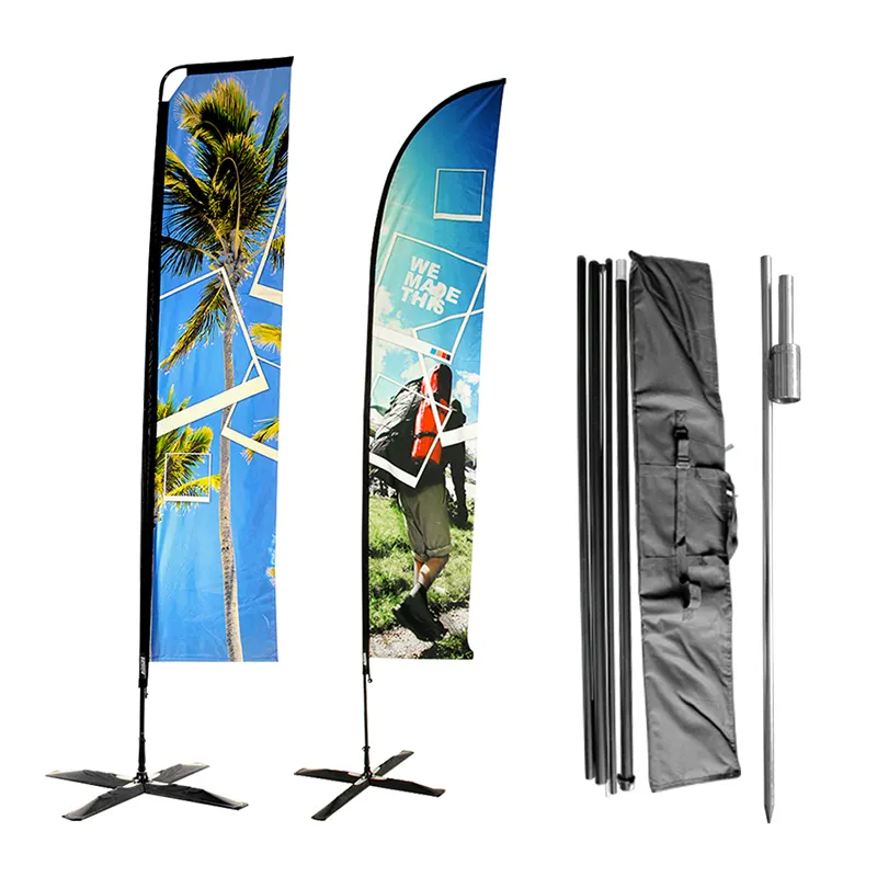Professional made 2.8m,3.4m,4.5m,5.5m beach feather rectangle teardrop flag for outdoor promotion