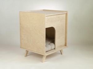 Niche en bois massif pour animaux domestiques, lit pour chat, accessoire moderne - Product Image 3