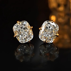 <b>Stud</b> <b>Earrings</b> Geometric Cut <b>Crystal</b> Gold Plated Claw Setting Party Jewelry Elliptical Quadrilateral Shape - Product Image 5