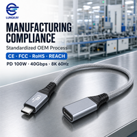 Câble d'extension USB-C mâle vers femelle LUNG KAY professionnel USB4 40 Gbps 100 W 8K 60 Hz pour ordinateur portable, station d'accueil, SSD, personnalisable OEM ODM