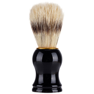 Brosse à raser en poils de sanglier, manche noir, outil de rasage et de nettoyage pour hommes - Product Image 1