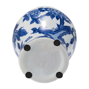 Vaso in Ceramica con Coperchio, Design Floreale Tradizionale Blu e Bianco per Soggiorno e Arredamento Casa - Product Image 6