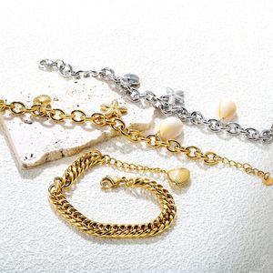 Fashion Charm <b>Bracelet</b> Stainless Steel 18k Gold Silver <b>Shell</b> Star Pendant Unisex Jewelry Summer Ocean Style - Product Image 1