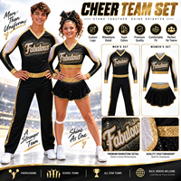 Uniforme de cheerleading noir et or personnalisé avec strass, ensemble de performance unisexe pour hommes et femmes