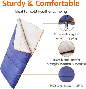 30 ° <span class=keywords><strong>Sac</strong></span> <span class=keywords><strong>de</strong></span> <span class=keywords><strong>couchage</strong></span> F Cool Weather pour adultes, chaud et confortable, <span class=keywords><strong>compact</strong></span> et léger, 75" x 33", bleu - Product Image 2