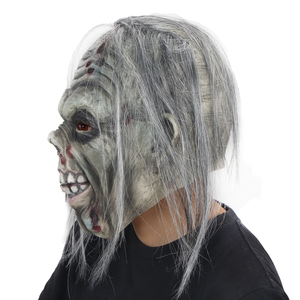 Masques d'Halloween et de Noël : Nouveaux Costumes de Fête Horreur en <span class=keywords><strong>Latex</strong></span>, <span class=keywords><strong>Masque</strong></span> Complet avec Cheveux Longs, Tête de Vieil Homme Zombie, pour Carnaval et Cosplay - Product Image 5