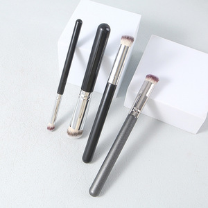 <b>Round</b> head concealer <b>brush</b> with wooden handle soft hair no powder beginner makeup <b>brush</b> seamless beauty tool, mini oblique head - Product Image 6