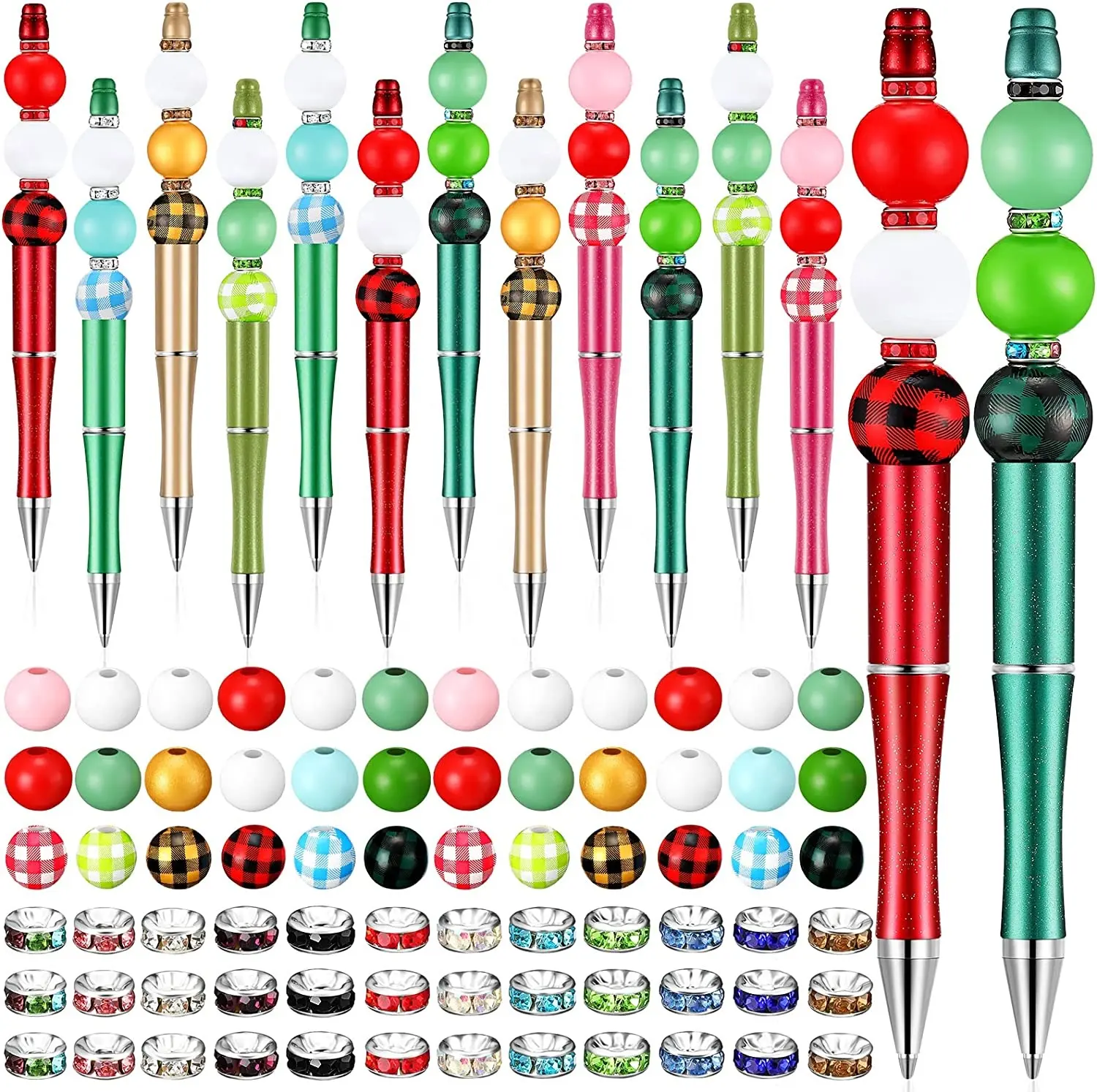 USA Top Selling DIY Jewelry Decorative Making Gift Kids Students Office School Supplies Plastic Beadable Pen Bulk Beaded Pens