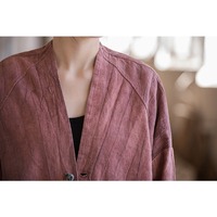 Nouvelle collection automne 2026 – Cardigan ample en ramie, coton et lin pour femme, style tie-dye, délavé, vintage, avec boutons grenouille, inspiration zen et artistique