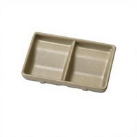 Plat à sauce double compartiment en mélamine mate, compatible lave-vaisselle, 130x84x24mm, pour fêtes, restaurants Izakaya, traiteurs et vaisselle de table