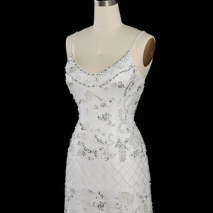 Abito <span class=keywords><strong>da</strong></span> sposa elegante a tubino Lsz576 con perline e orlo smerlato, lunghezza al pavimento, per giardino Jancember - Product Image 3