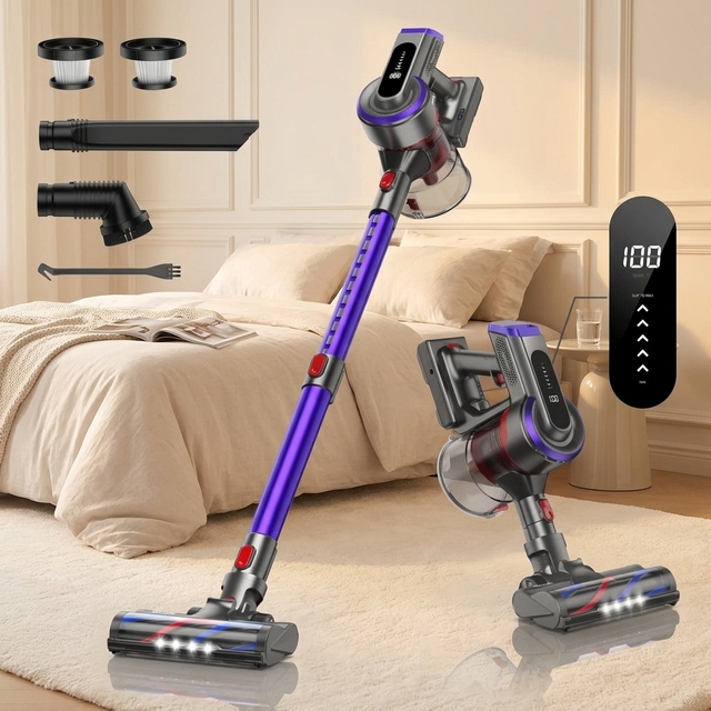 Cordless Stick Handheld Vacuum Bagless Dry HEPA Filter Portable Battery-Powered 81-100 AW Brushless Motor Floor Carpet Pet Hair