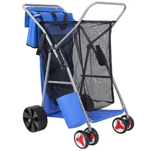 Outdoor Folding Utility Beach Cart Collapsible Folding Fishing Cart With Wide Wheels