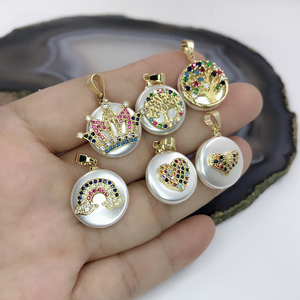 Collier en perles d'eau douce pour hommes, <span class=keywords><strong>pendentif</strong></span> en perles naturelles baroques, collier à breloques en Zircon coloré, Micro pavé, nouvelle collection - Product Image 3