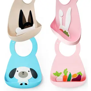 Özel Logo toptan yeni tasarım bebek sütten ürünleri ayarlanabilir yıkanabilir gıda sınıfı hayvanlar bebek için silikon bebek Bib bebek