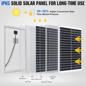 <span class=keywords><strong>Kit</strong></span> de panneaux solaires 50W, chargeur de batterie <span class=keywords><strong>12V</strong></span> prêt à l'emploi, système hors réseau étanche avec contrôleur et câbles pour <span class=keywords><strong>camping</strong></span>-<span class=keywords><strong>car</strong></span>, bateau, abri - Product Image 3