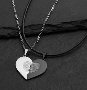 In acciaio inox nero bianco gatto coppia collana pendente amante cuore Splicing coppia collane per regalo di san valentino - Product Image 6