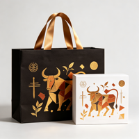 Sac en papier d'art de luxe de haute qualité avec poignée en ruban, emballage de boîte cadeau en carton, boîte à thé haut de gamme, logo personnalisé, image de marque d'entreprise