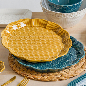 Bols et assiettes en <span class=keywords><strong>porcelaine</strong></span> de style européen Vaisselle en céramique <span class=keywords><strong>à</strong></span> relief vintage Bol <span class=keywords><strong>à</strong></span> salade Assiette <span class=keywords><strong>à</strong></span> dîner en céramique Vaisselle - Product Image 4