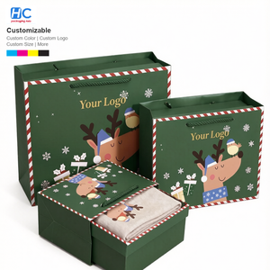 Joyeux Noël, boîte pliante rigide de luxe pour l'emballage de chaussettes et d'écharpes, fermeture magnétique, boîte cadeau en carton avec logo personnalisé, nouveauté - Product Image 2