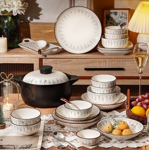 Juego de vajilla de porcelana de hueso al por mayor, platos de boda europeos de lujo de estilo nórdico de cerámica de alta temperatura - Product Image 3