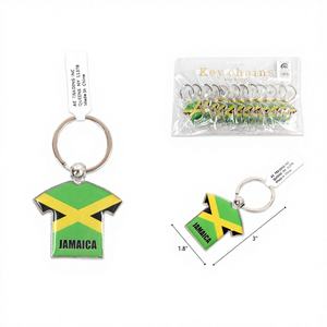 พวงกุญแจเสื้อยืดจาเมกาขนาด 3 นิ้ว พิมพ์โลโก้ตามสั่ง 300 ชิ้น 25 ดีเซนต์/กล่อง วัสดุ PVC และโลหะ สำหรับใช้ในธุรกิจ - Product Image 1