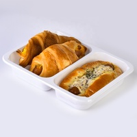 Barquette alimentaire personnalisée blanche et noire en CPET de qualité alimentaire, 2 compartiments, compatible micro-ondes et four, barquettes de cuisson en CPET