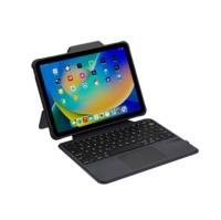 Casing Keyboard Bluetooth Lepas Pasang OEM/ODM Grosir Pabrik dengan Penyangga Engsel untuk iPad 10.2'', 10.5'' dan 10.9'' Abu-abu Tua